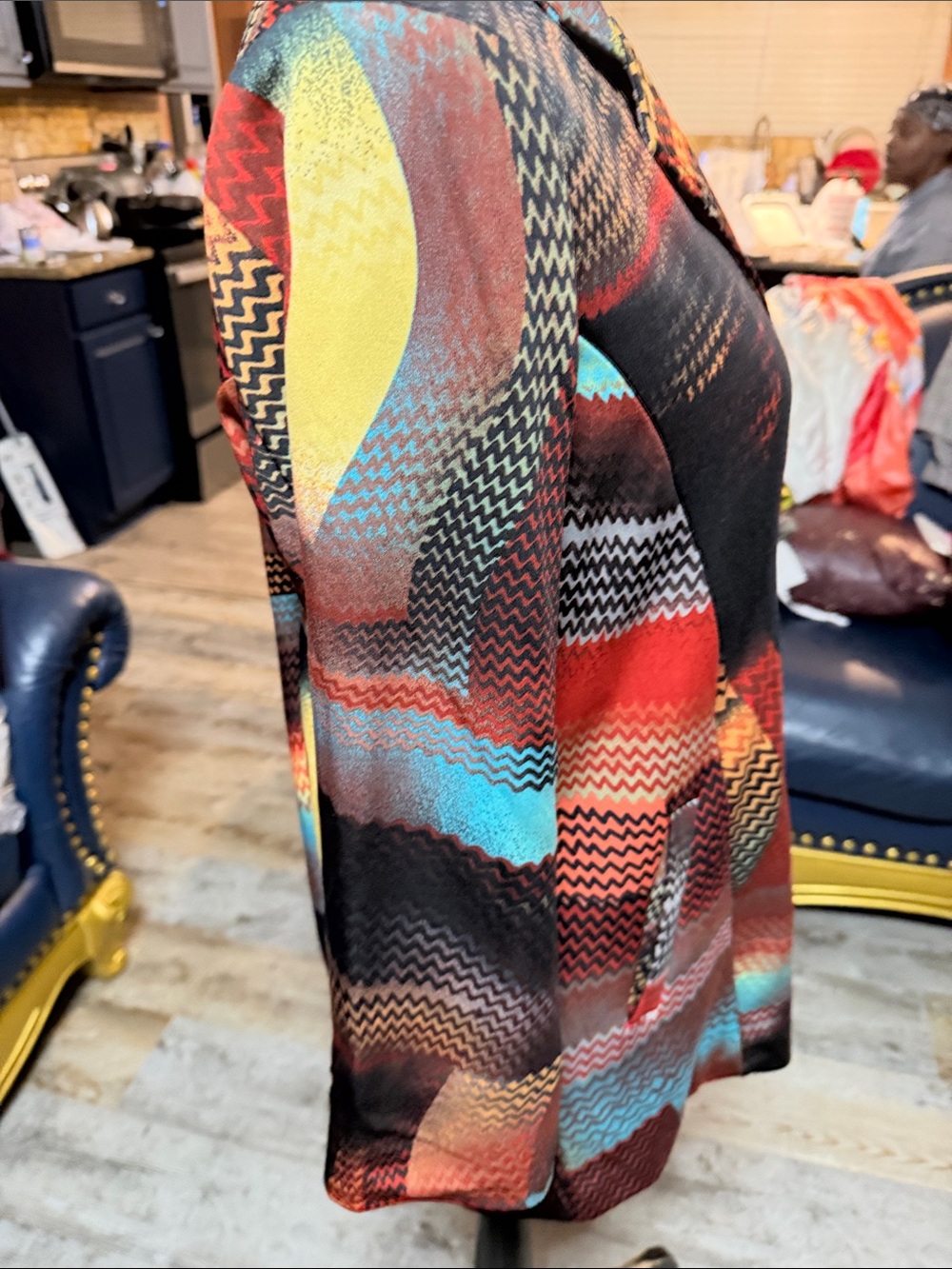 Women’s Multicolor Patterned Blazer Jacket - Picture 9 of 14